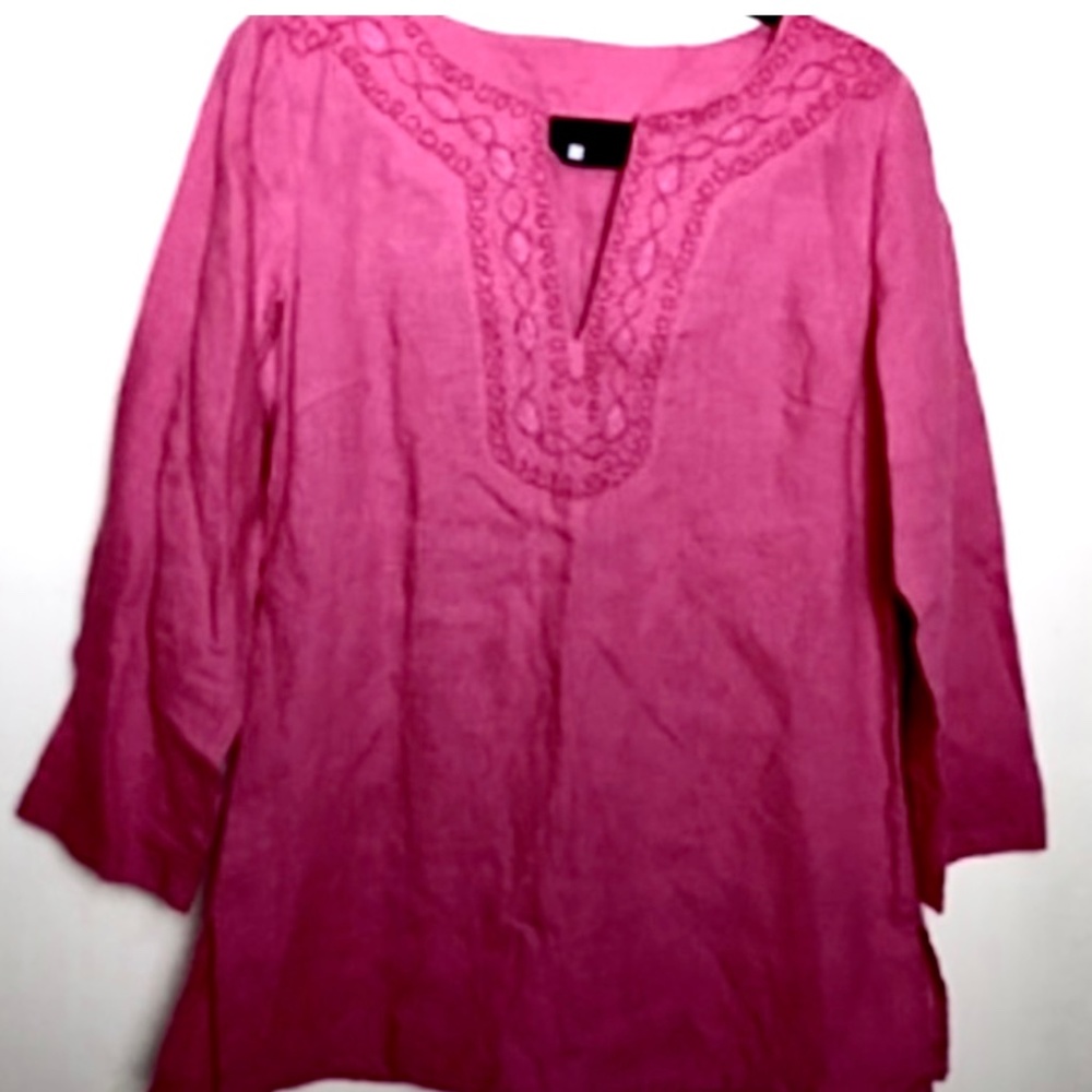 Tunic top oversized M, linen,  vintage 90’s,, Carole Little, excellent!